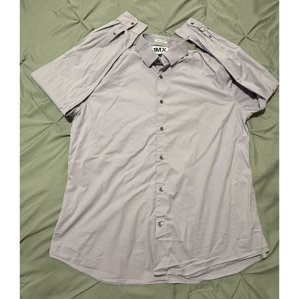 Vintage 1 M X Express Purple Long Sleeve Button Up Shirt Extra Slim Fit Size XL